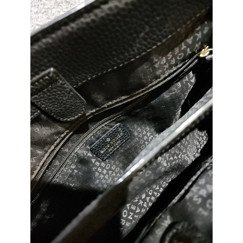 KATE SPADE NEW YORK CHANTAL BRIDGE PLACE PEBBLED LEATHER‎ SATCHEL BLACK